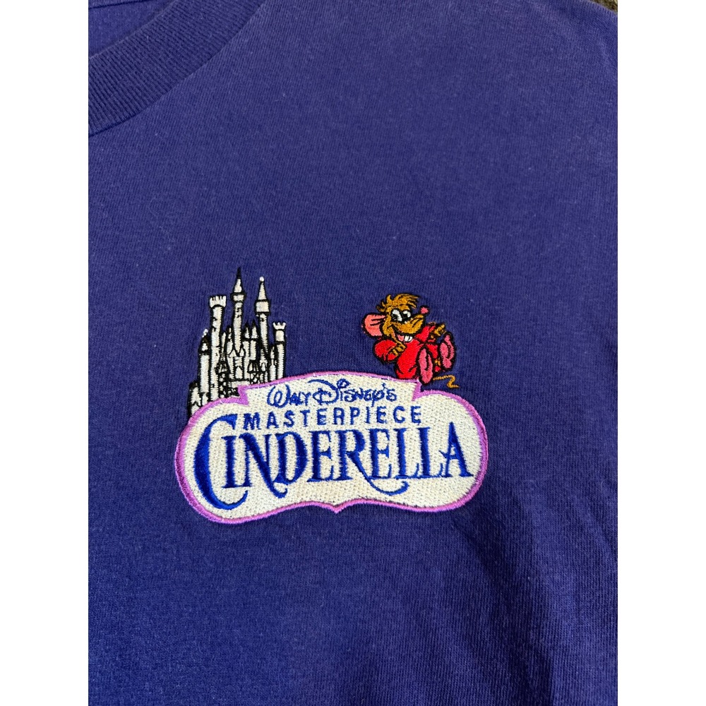 Vintage 90s Disney Masterpiece Cinderella Embroidered Shirt Mens Large Purple - Picture 4 of 8